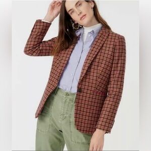 $269 J Crew Parke Jkt Blazer Regent Pink Houndstooth Moon Tweed Schoolboy Sz 6T